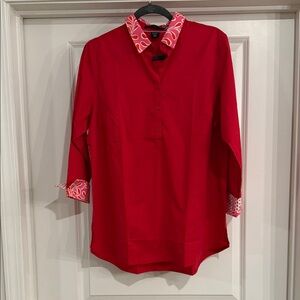 Vibrant Red Casual Button-Down Shirt